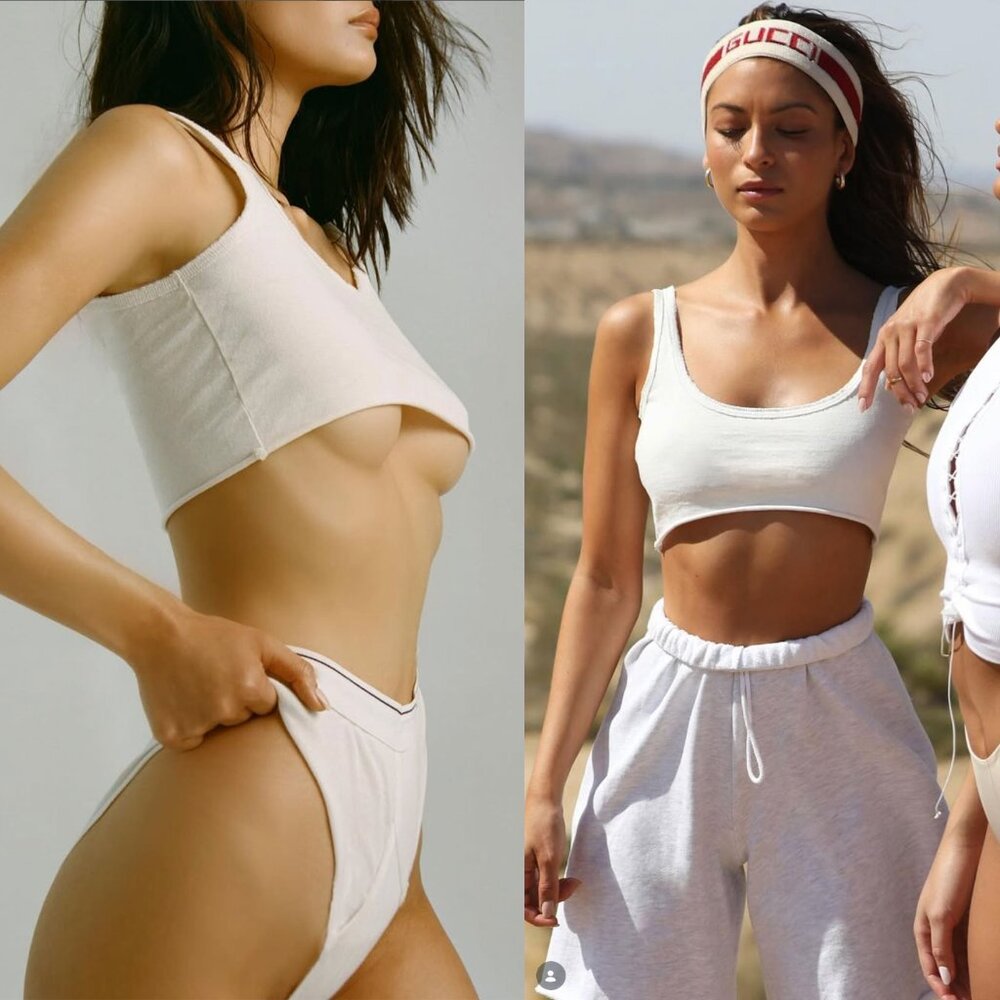 Joah Brown The Sporty Crop Tank Top Cream Raw Edge Cotton Made in USA S/M NWT - Picture 8 of 8
